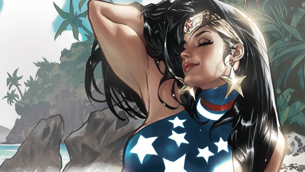 Wonder Woman on Pablo Villalobos's variant cover for DC's G’nort’s Illustrated Swimsuit Edition