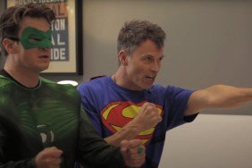 Nathan Fillion and Tim Daly as Green Lantern and Superman in The Daly Show