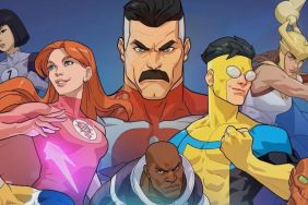 The cast of Invincible, including Omni-Man and Atom Eve