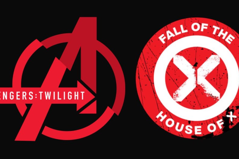 Logos for Marvel Comics' Avengers: Twilight and Fall of the House of X