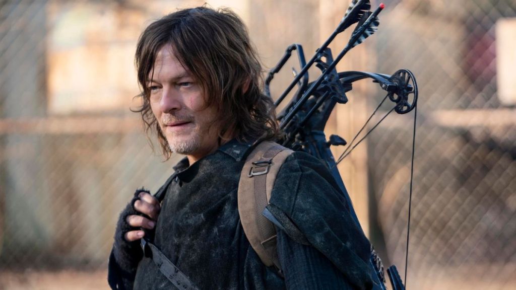 Daryl Dixon with a crossbow over his shoulder