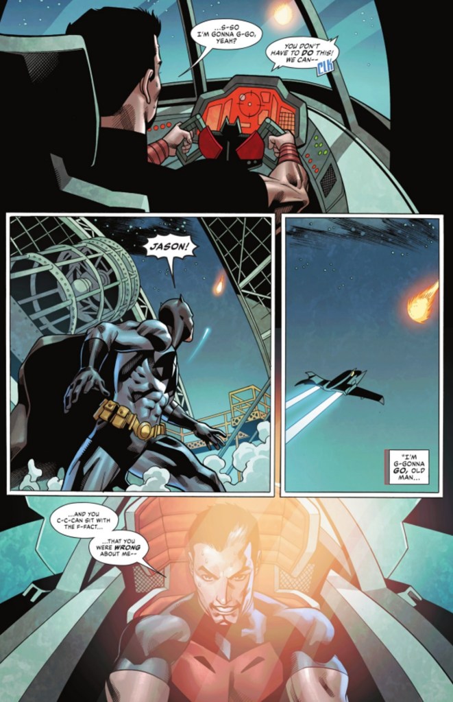 Jason Todd Red Hood Stops Meteor in Gotham War