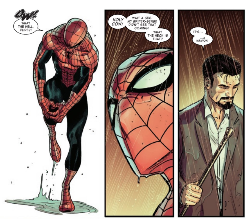 Tony Tests Mysterium Cane on Spider-Man