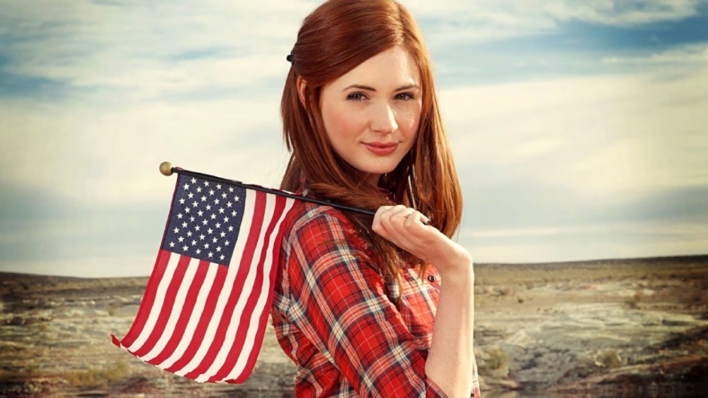 Karen Gillan with American Flag
