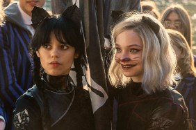 Jenna Ortega as Wednesday Addams and Emma Myers as Enid.