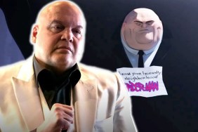 Composite image featuring Vincent D'Onofrio's Kingpin and Into the Spider-Verse's Kingpin.