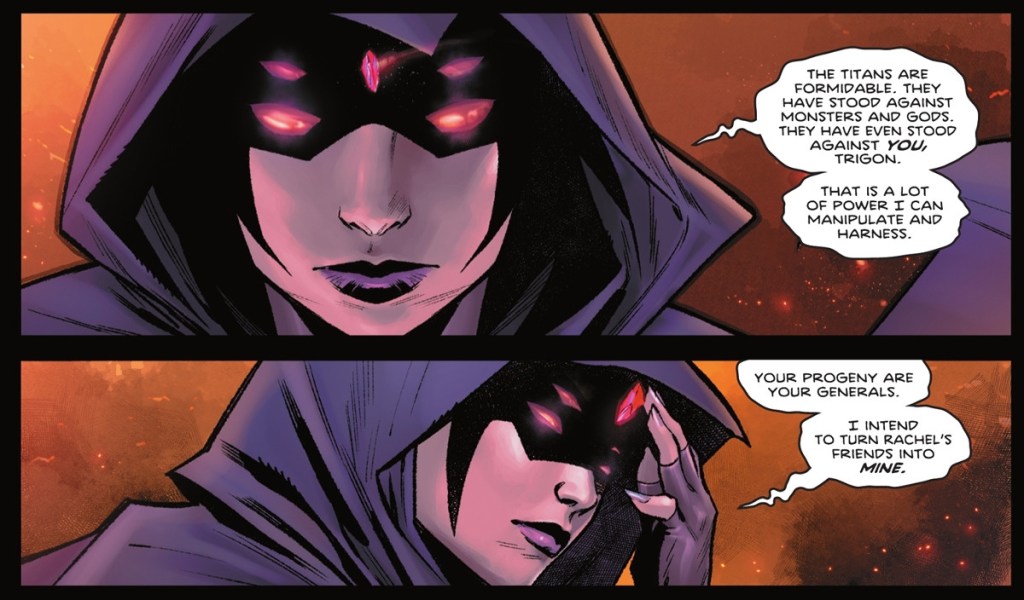Demon Raven explains dark plan in Titans 8