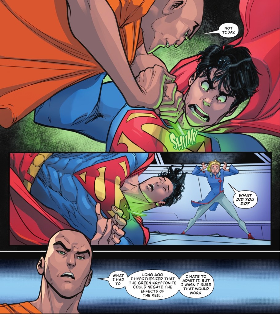 Lex Luthor saves Superman with Green Kryptonite