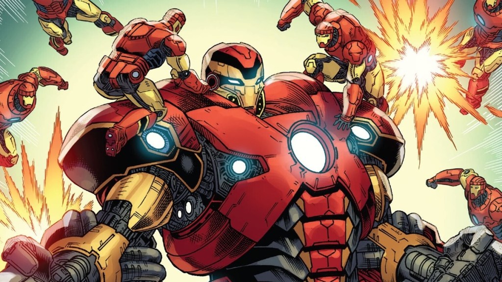 Tony Stark Fights Sentinels in Invincible Iron Man 16
