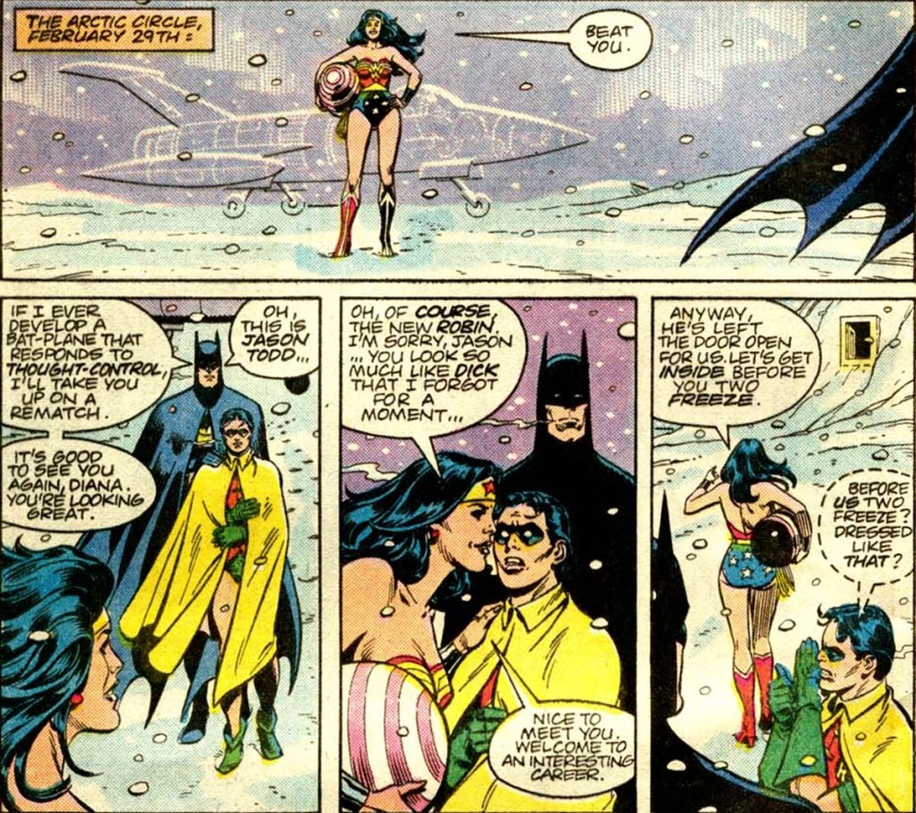 Batman Robin and Wonder Woman in Superman For The Man Who Has Everything