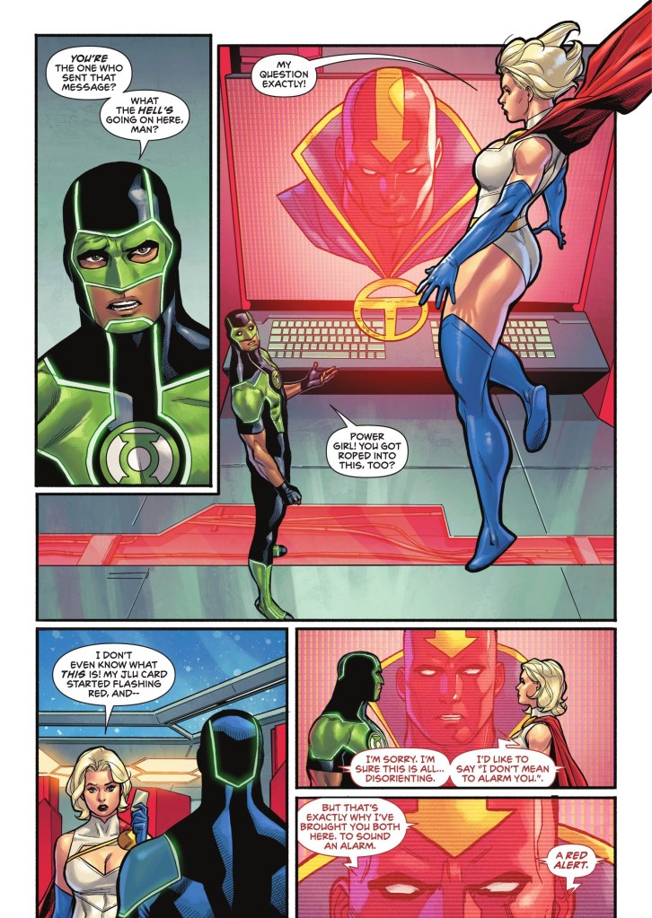 Justice League Red Green Lantern and Power Girl Join Team
