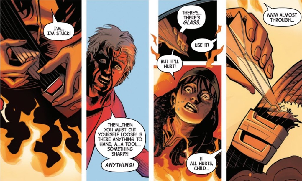 Magneto saves a child from a car fire in X-Men Tooth and Claw