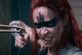 Matilda Lutz as Red Sonja in raven war paint