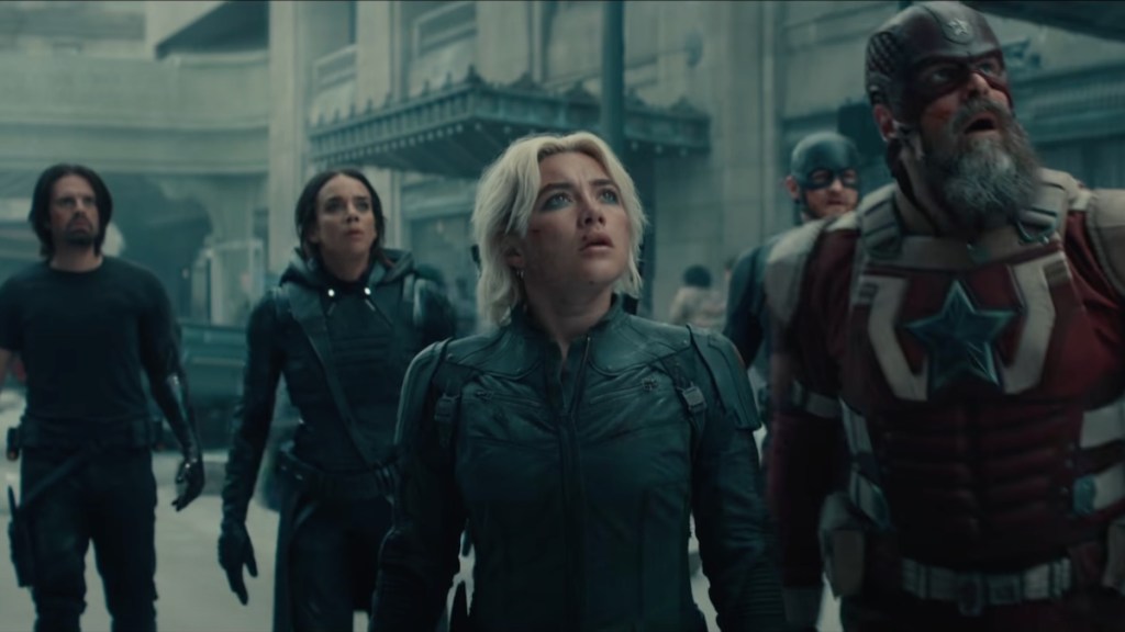 The Thunderbolts stand together and stare.