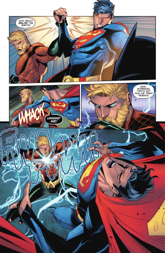 Aquaman trades blows with Superman