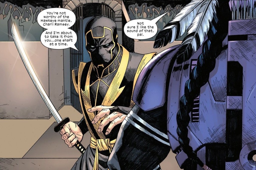 Ronin faces Hawkeye in Ultimate Hawkeye #1