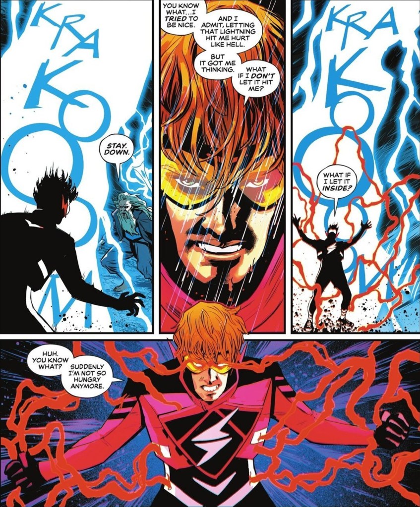 Wally West draws power from lightning in Absolute Flash 7