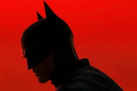 Batman stands with his mask on.