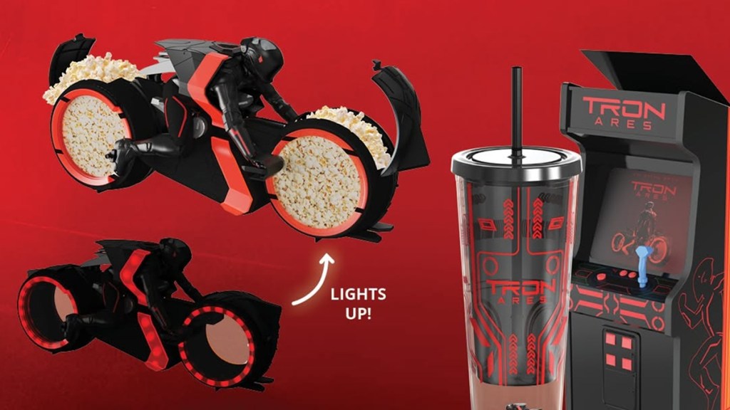 Tron Ares Popcorn Bucket Lightcycle Light Cycle Price Release Date Merch Merchandise Cinemark Marcus Regal AMC