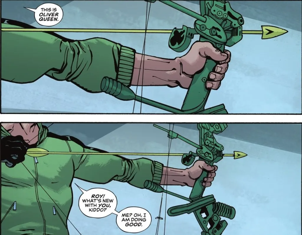 Green Arrow and Roy Harper in Absolute Evil