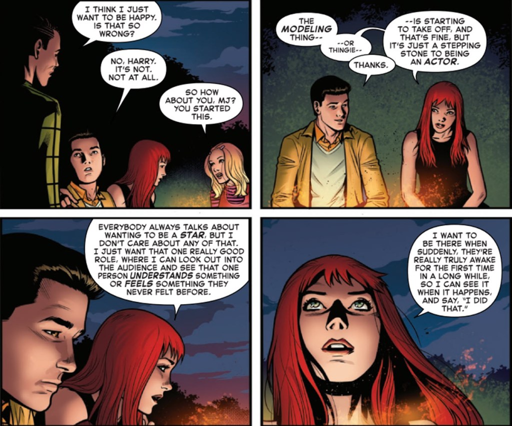 Peter MJ Gwen and Harry talk in Amazing Spider-Man Torn 1