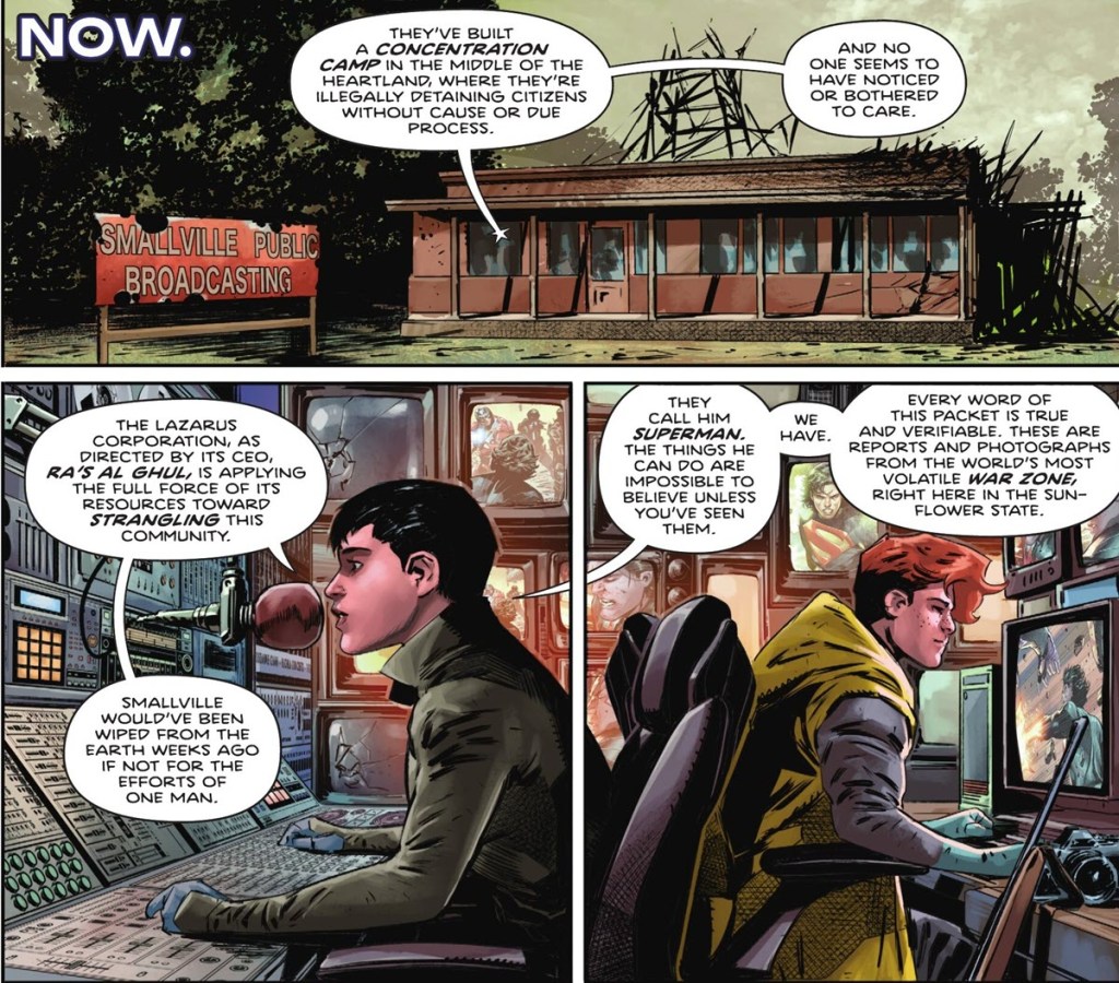 Lois Lane and Jimmy Olsen reporting on pirate radio in Absolute Superman 13