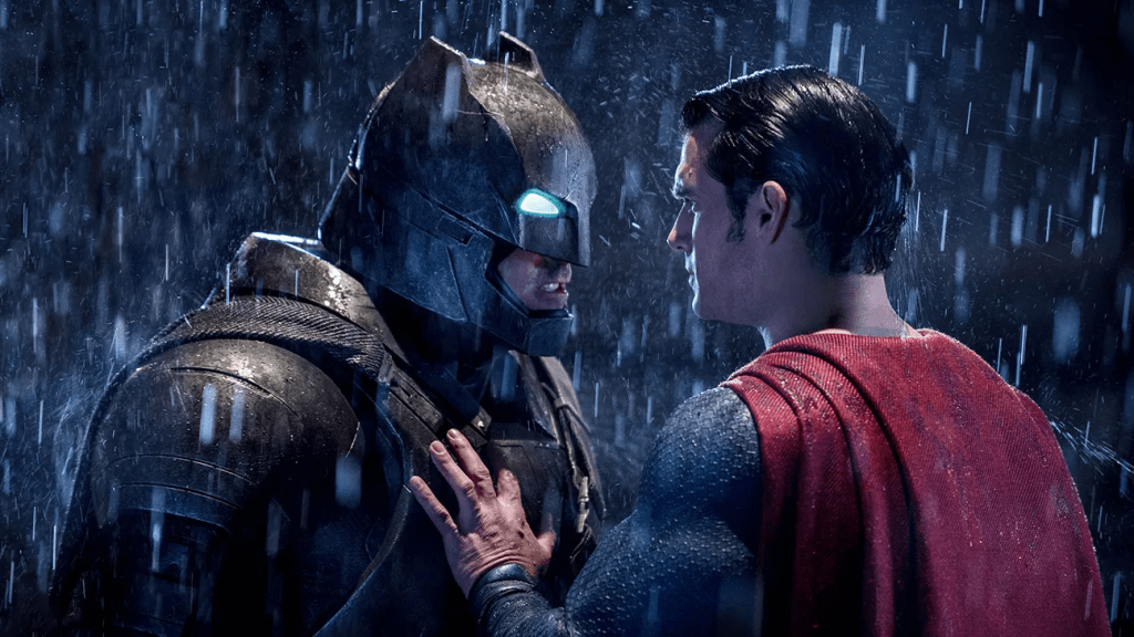 Batman stares down Superman in Batman v Superman