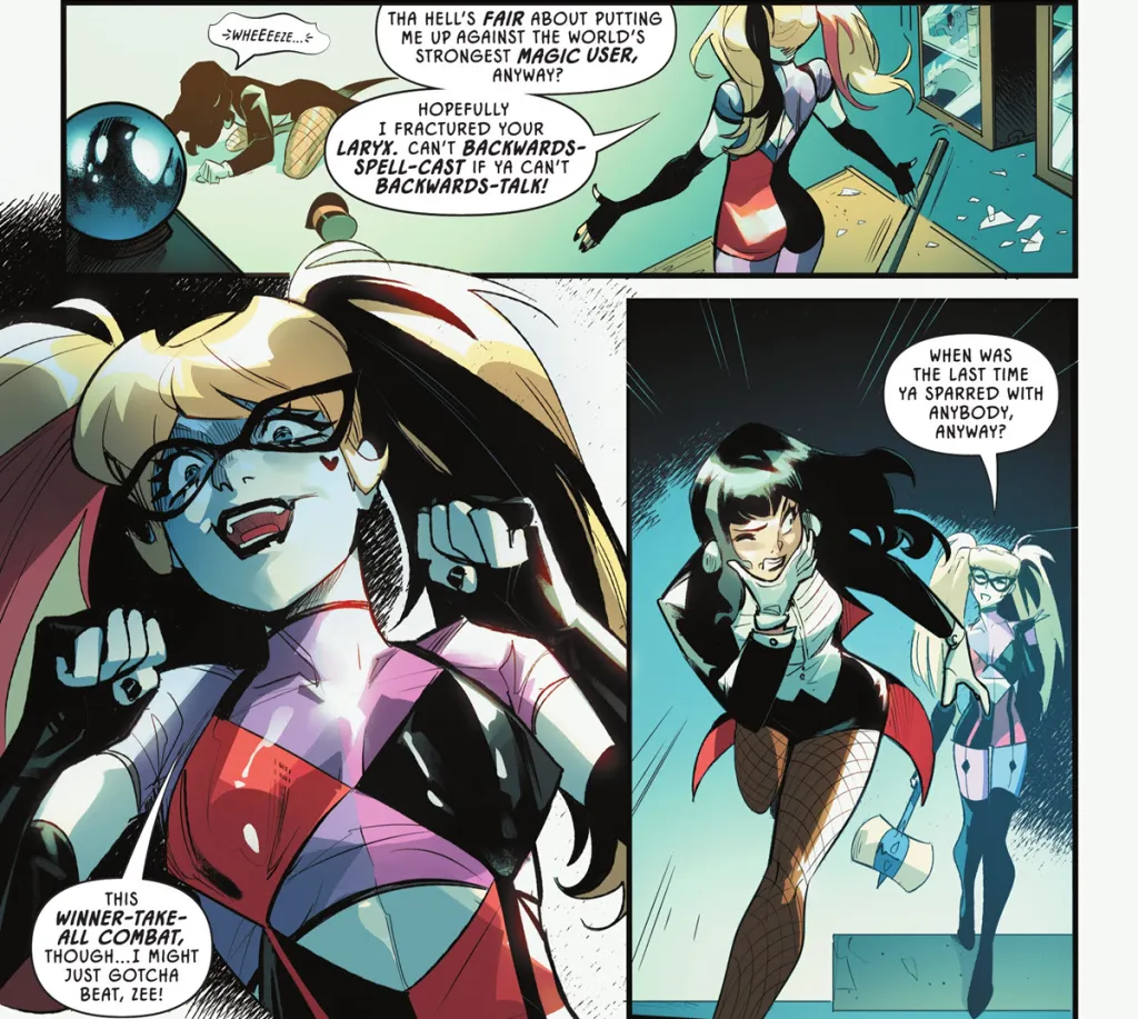 Harley Quinn fighting Zatanna
