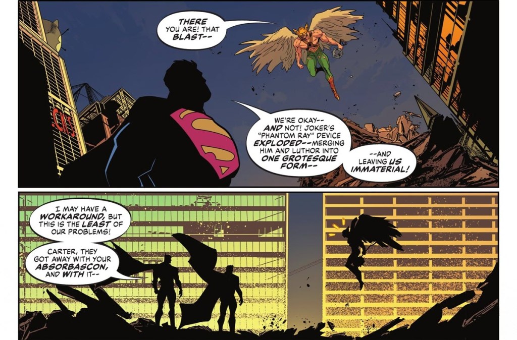 Hawkman Batman and Superman explain troubles in Batman Superman World's Finest #46