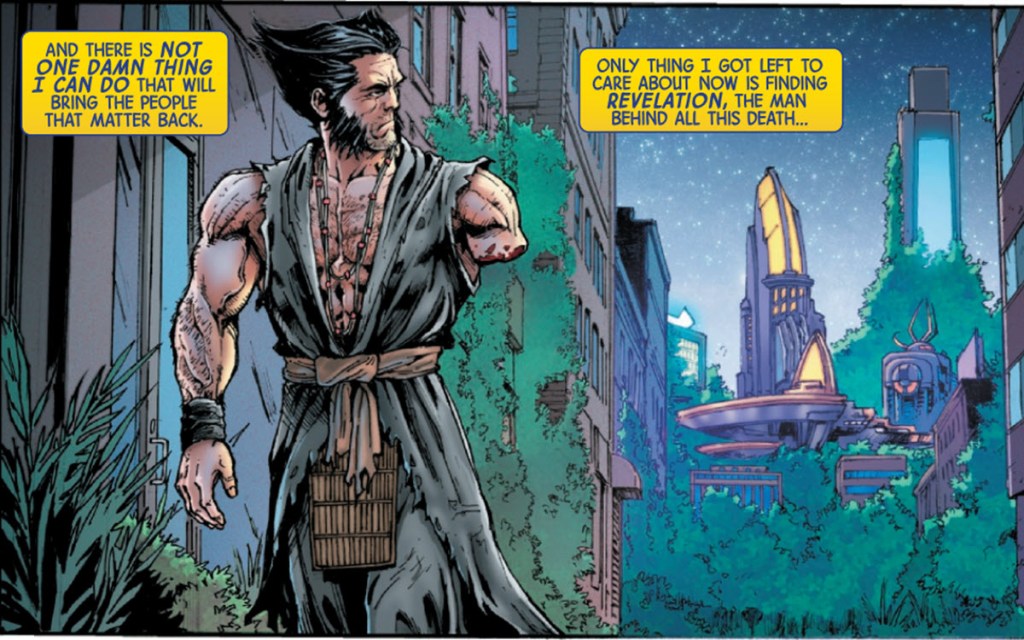 Vindicator stays behind to hold Revelation's forces off while the other heroes get the stunned Logan to safety. The good news is that Nightcrawler is able to safely sneak them away. Unfortunately, the last twenty years had not been kind to Kurt Wagner, and he had developed a heart condition. The stress of using his powers after being inactive for so long finally added up, and he had a heart attack after one teleport too many.