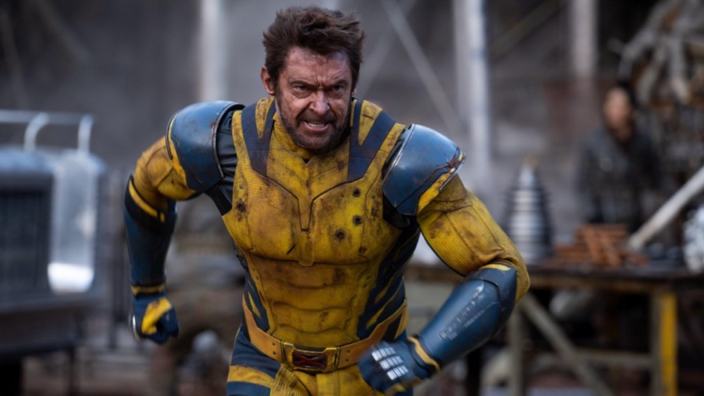 Hugh Jackman flexas as Wolverine.