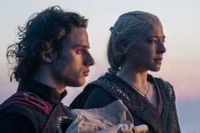Two actors in House of the Dragon look off into the distance.