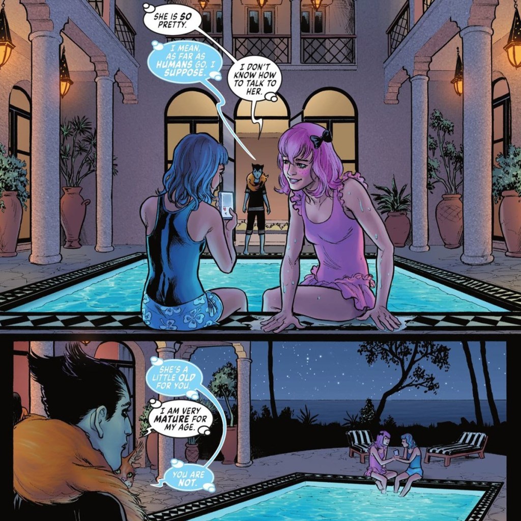 Klarion trying to approach Featherweight in Cheetah and Cheshire Rob the Justice League #3