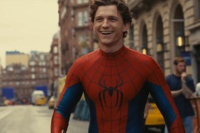 Tom Holland as Peter Parker behind the scenes shot from Spider-Man Brand New Day