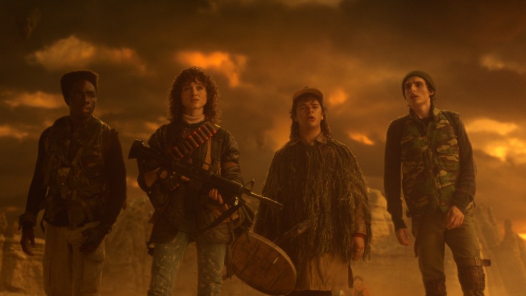 The Stranger Things kids look on as they prepare for battle.