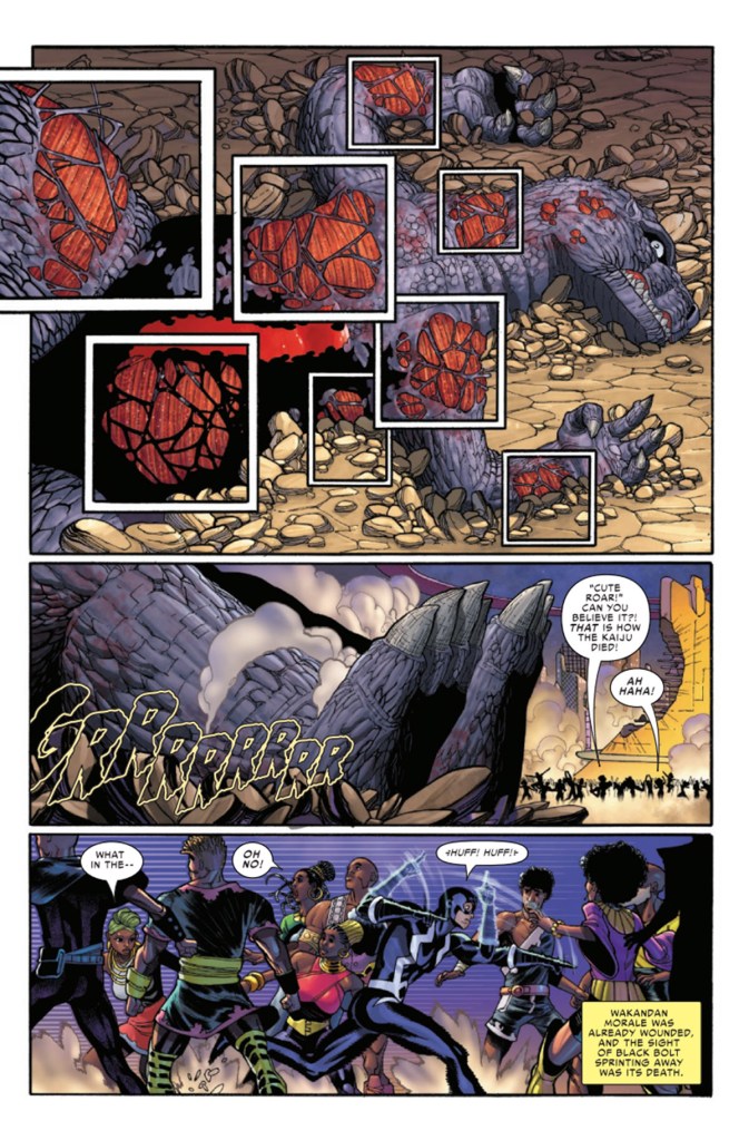 Black Bolt runs from Godzilla