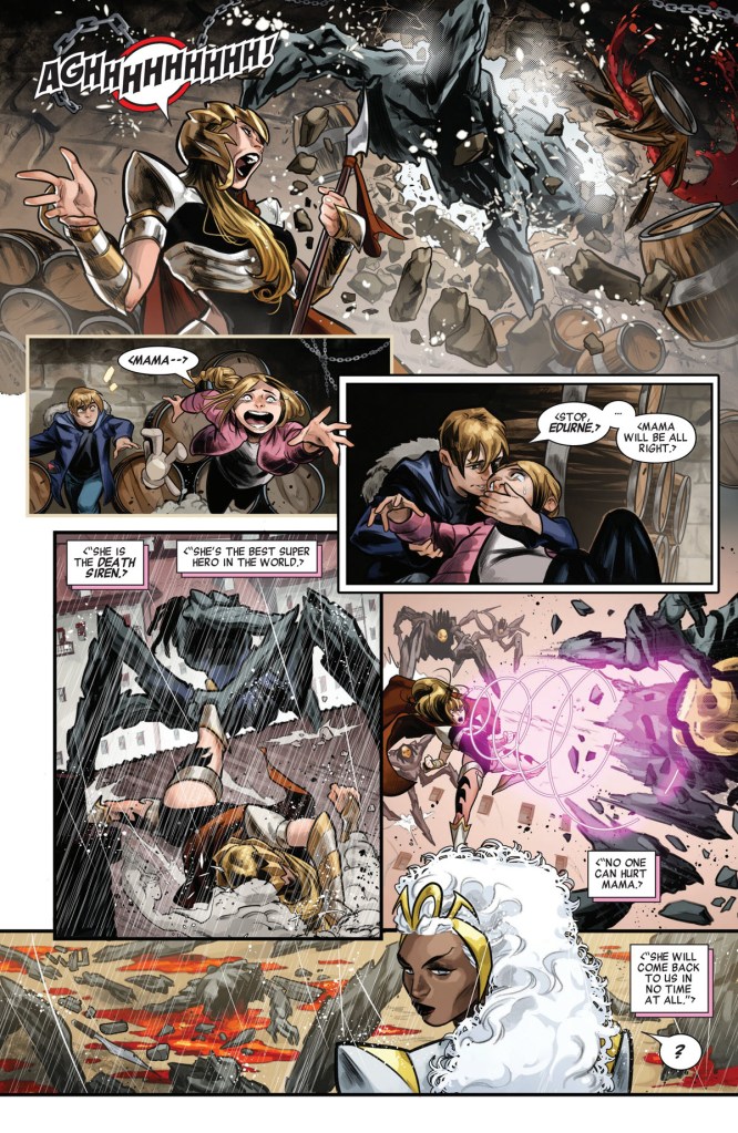 Death of Death Siren in Storm Earth's Mightiest Mutant #1