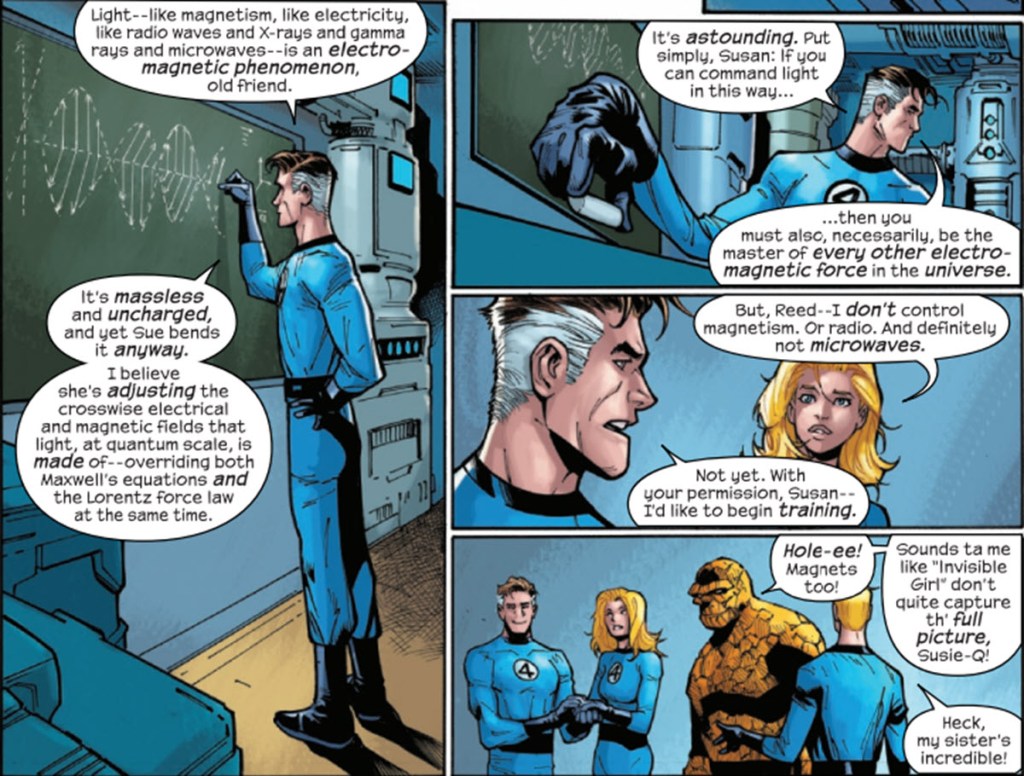 Reed Richards suggests Sue Storm is more powerful tha imagined in Fantastic Four #8