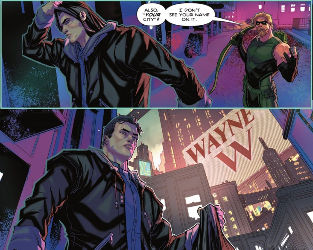 Batman claims Gotham as his city against Green Arrow in Detective Comics #1107