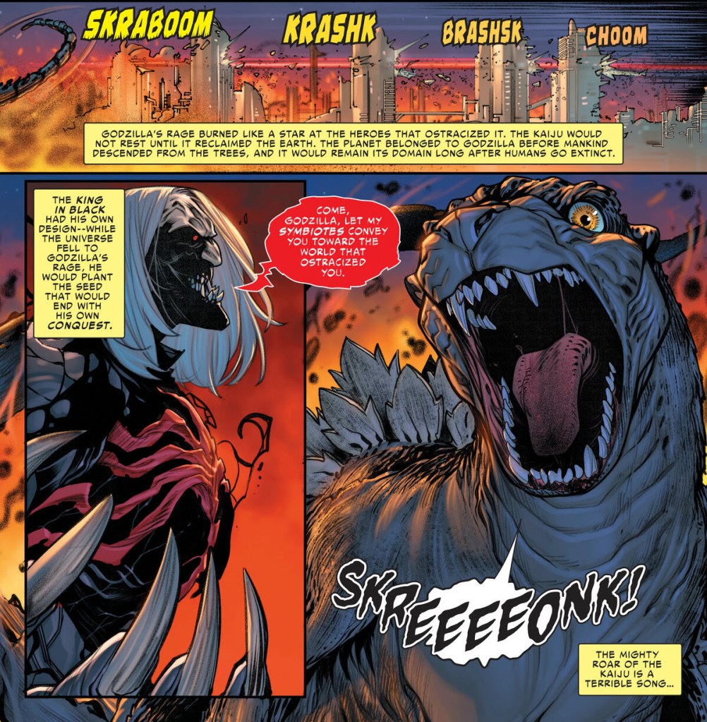 Godzilla and Knull working together in Godzilla Infinity Roar #2