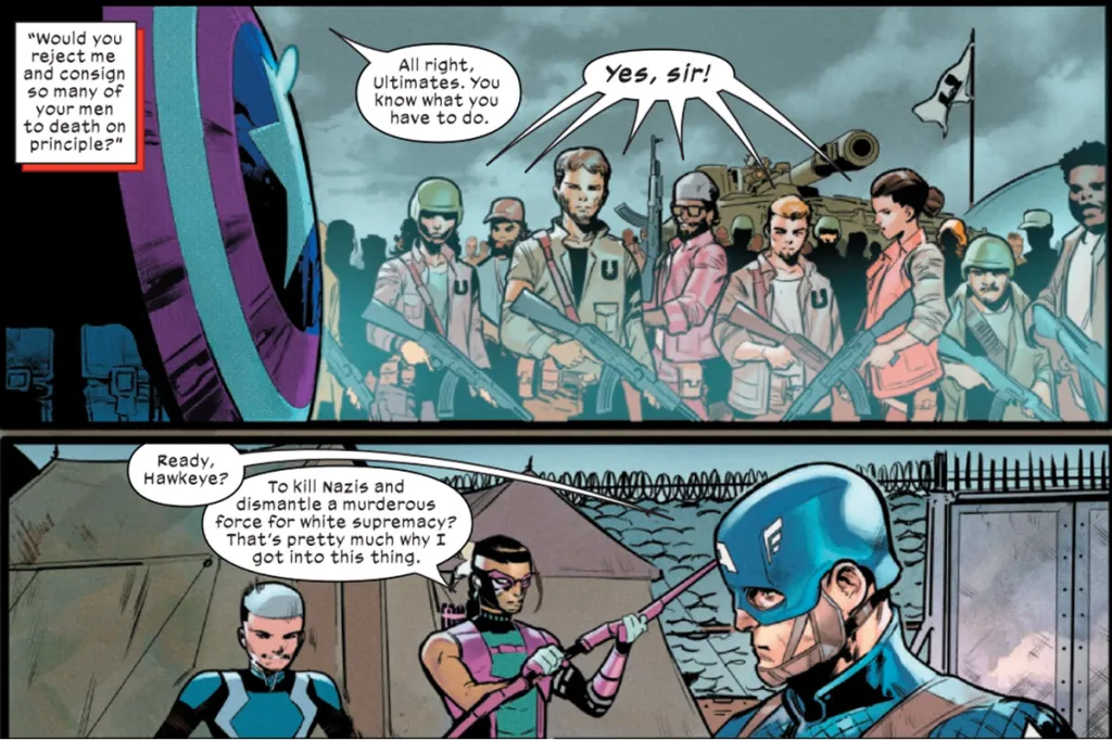 Hawkeye Quicksilver and Captain America in The Ultimates #22