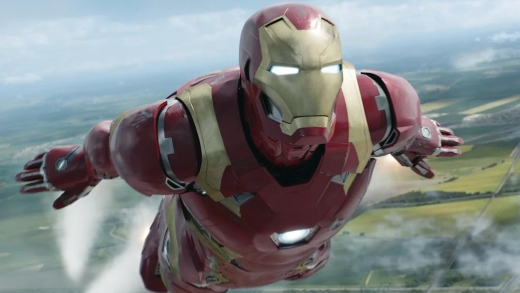 Iron Man in flight from MCU movie