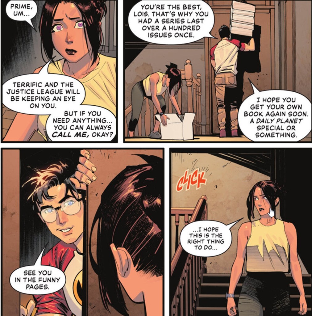 Lois Lane helps Superboy Prime move in Superman #36
