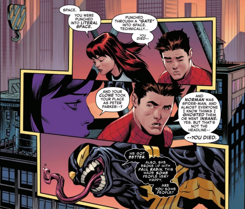 Peter Mary Jane and Venom Catch Up in Amazing Spider-Man #23