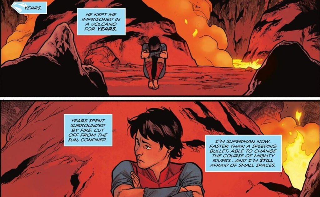 Superboy Jon Kent Trapped in a volcano from Adventures of Superman Jon Kent #2 by Clayton Henry