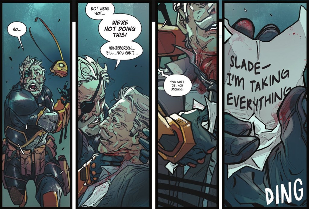 The death of Wintergreen in Deathstroke The Terminator #1