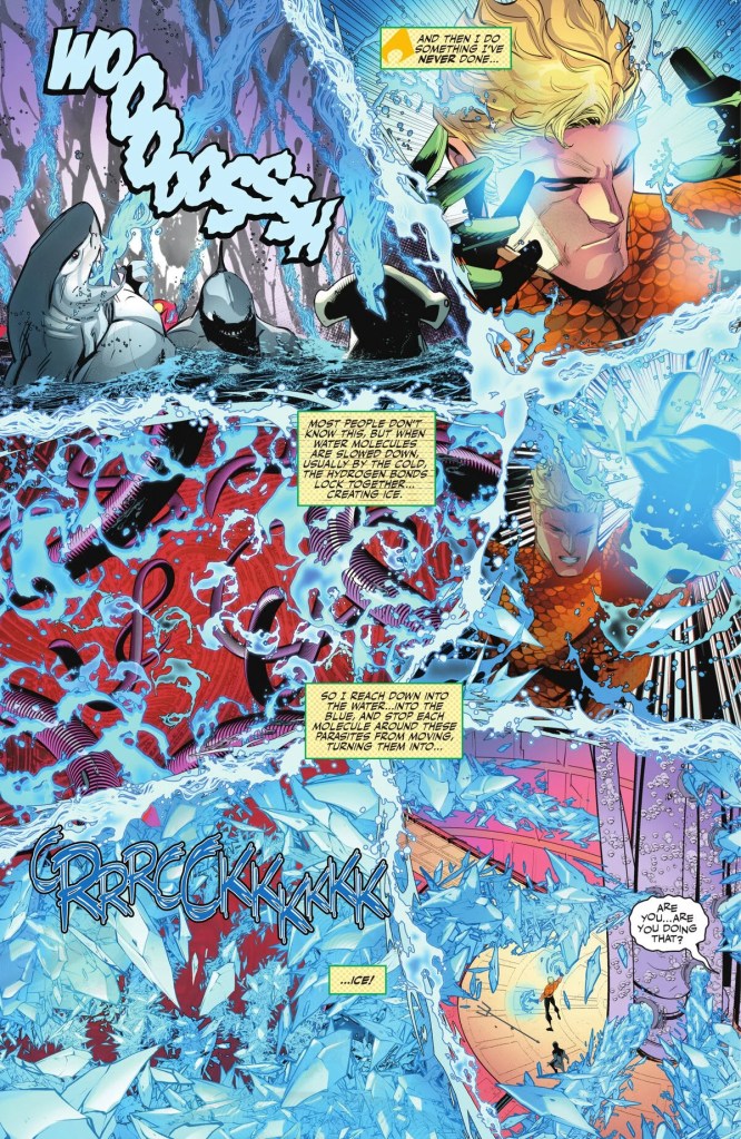Aquaman freezes a planet full of parasites