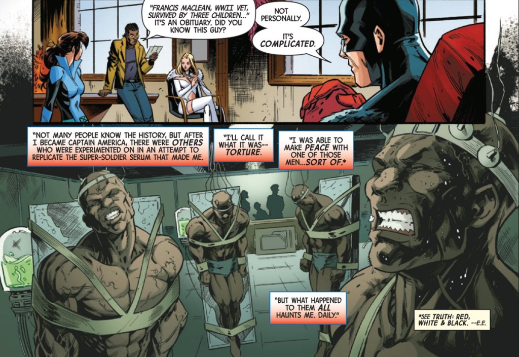 Captain America Discusses Truth Red White and Blue Events in X-Men Unlimited #2