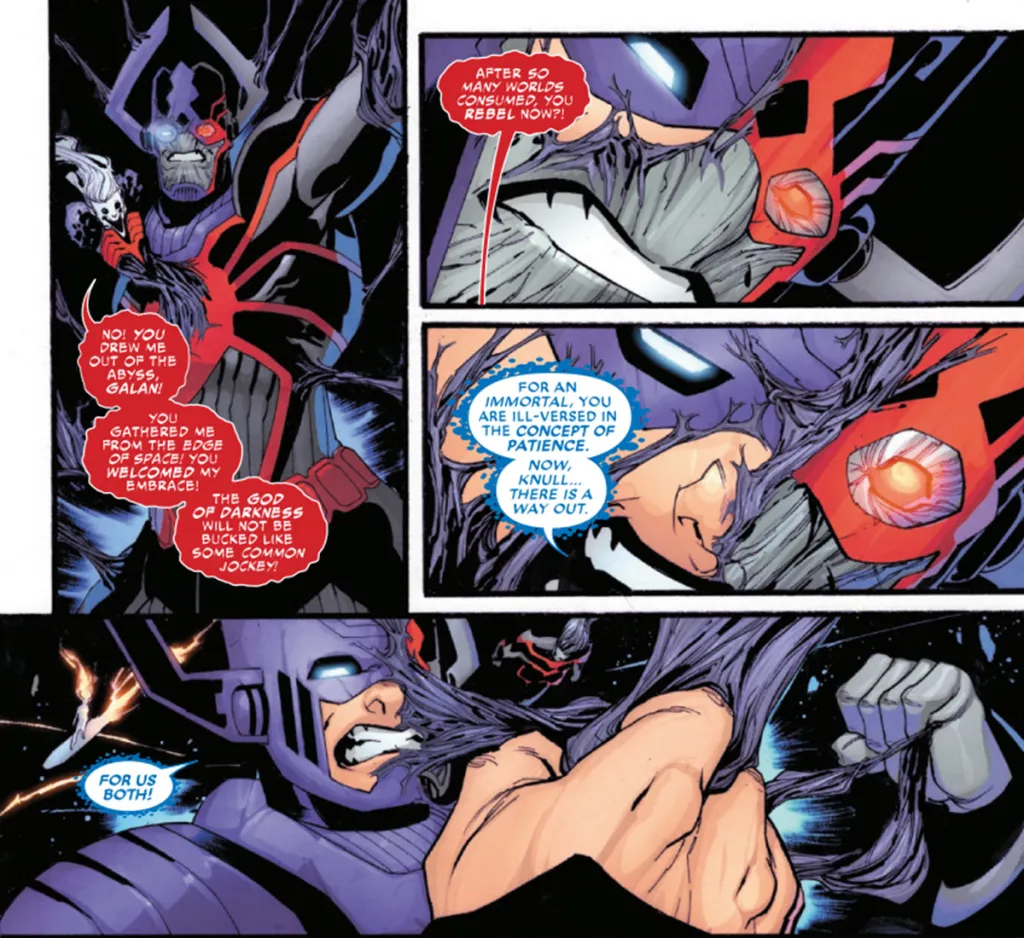 Galactus fights Knull in The End 2099 #5