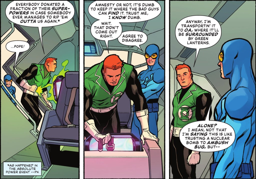 Guy Gardner and Blue Beetle discuss Power Bank